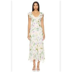 New Revolve ASTR Wisteria Dress Chiffon Maxi Dress Floral Size Large
